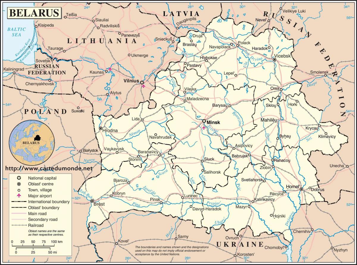 Baltarusija šalies žemėlapį